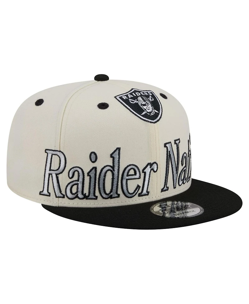 New Era Men's Cream Las Vegas Raiders Oversized Slogan 9FIFTY Snapback Hat
