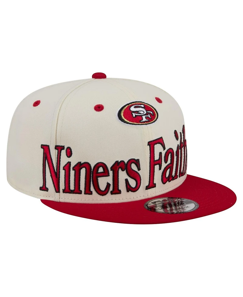 New Era Men's Cream San Francisco 49ers Oversized Slogan 9FIFTY Snapback Hat