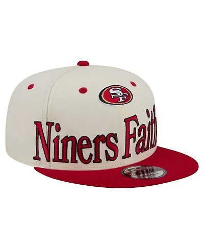 New Era Men's Cream San Francisco 49ers Oversized Slogan 9FIFTY Snapback Hat