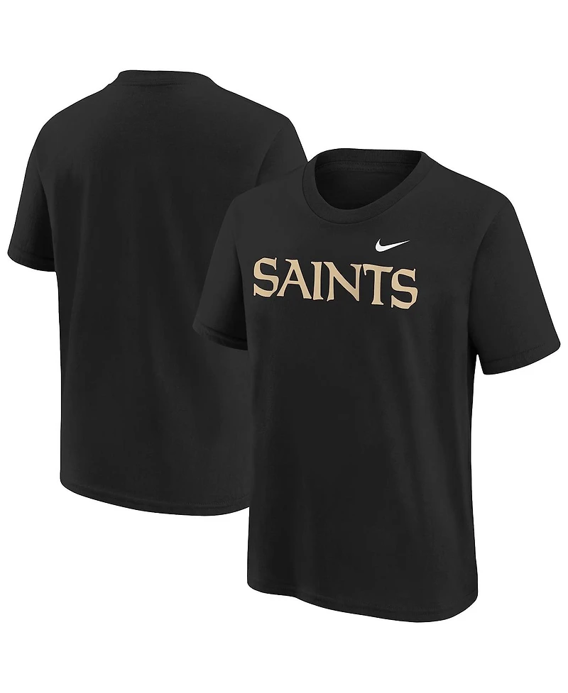 Nike Big Boys and Girls Black New Orleans Saints Wordmark T-Shirt
