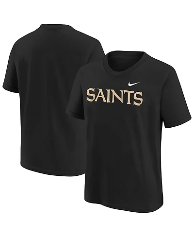 Nike Big Boys and Girls Black New Orleans Saints Wordmark T-Shirt