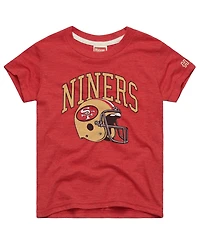 Homage Big Boys and Girls Scarlet San Francisco 49ers Helmet Retro Tri-Blend T-Shirt