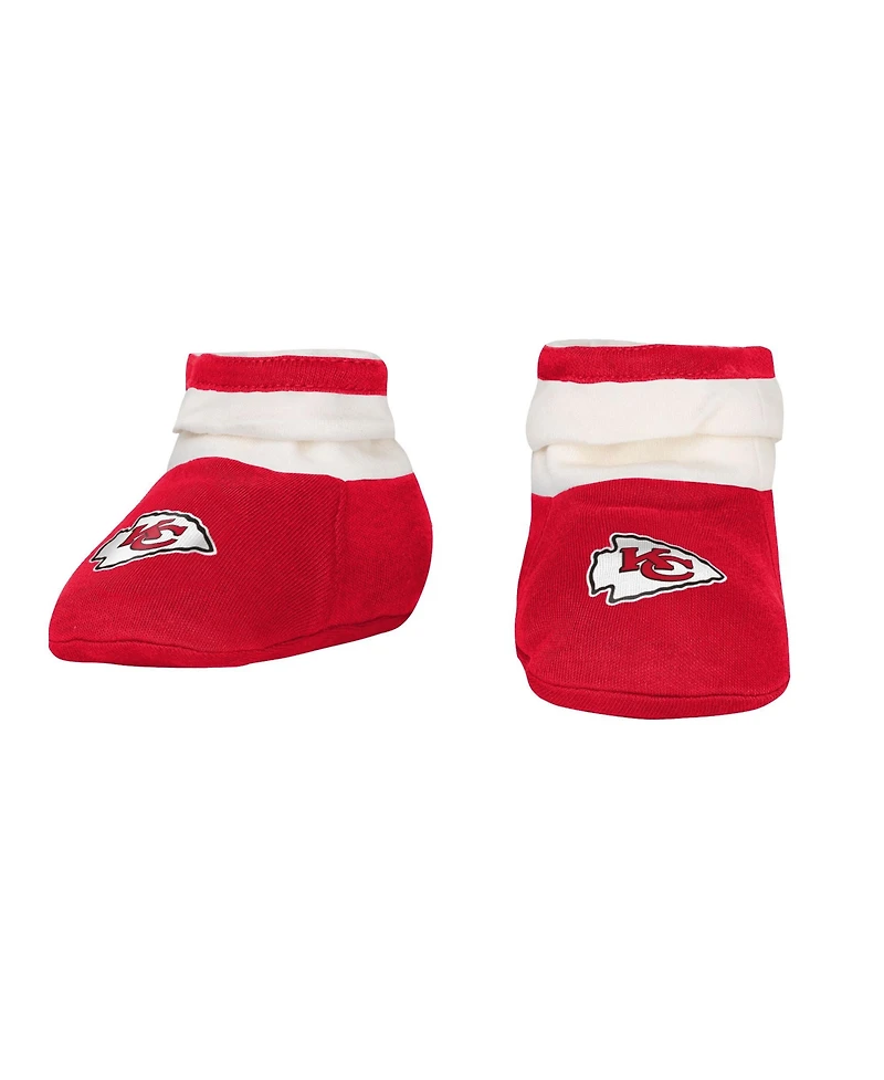 Outerstuff Boys and Girls 3 Piece Kansas City Chiefs Up One Bodysuit Bib Booties Set