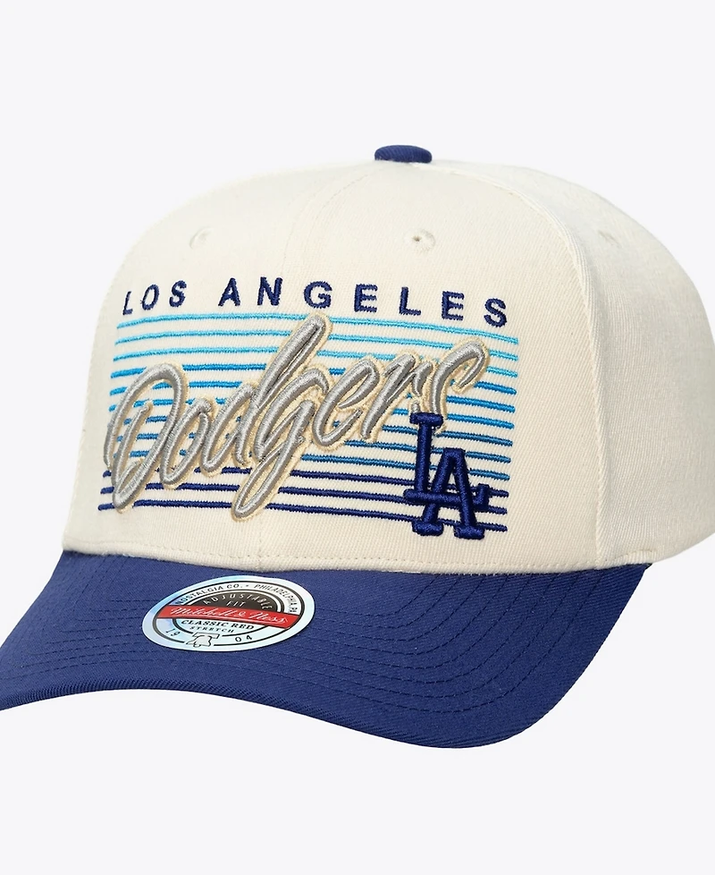 Mitchell & Ness Men's and Women's Cream Los Angeles Dodgers Retro Lines Stretch Snapback Hat