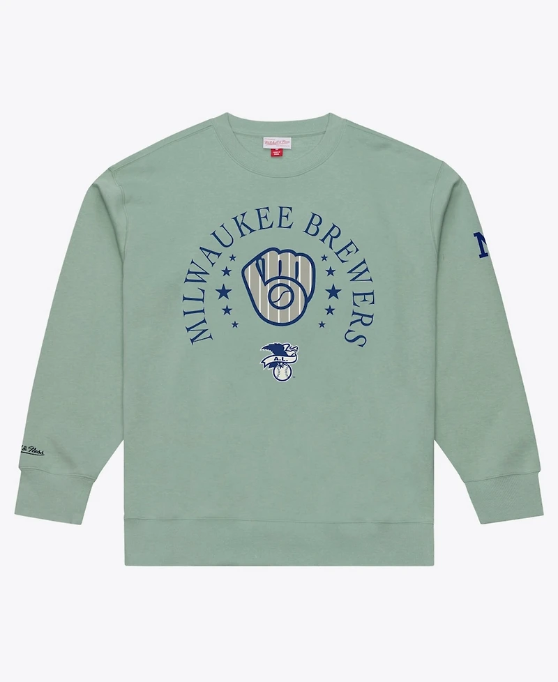 Mitchell & Ness Men's Green Milwaukee Brewers Yacht Rock Fleece Sweatshirt