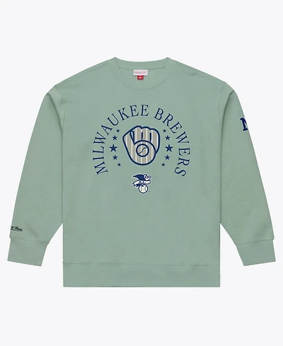 Mitchell & Ness Men's Green Milwaukee Brewers Yacht Rock Fleece Sweatshirt