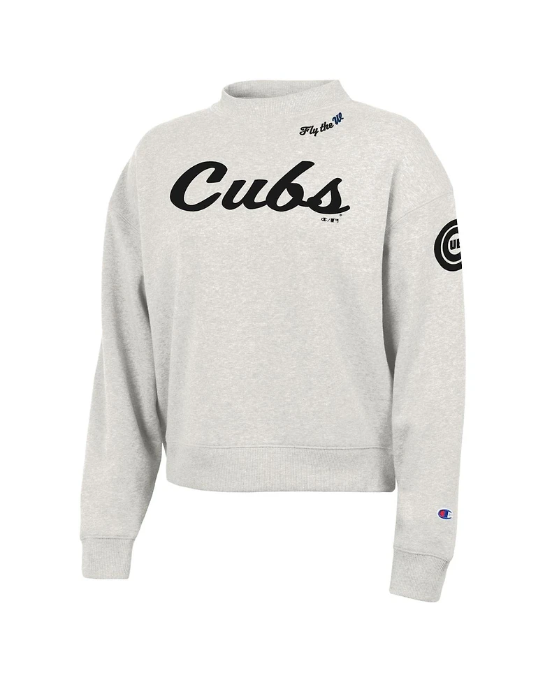 Champion Women's Stone Chicago Cubs Triumph Tri-Blend Sweatshirt