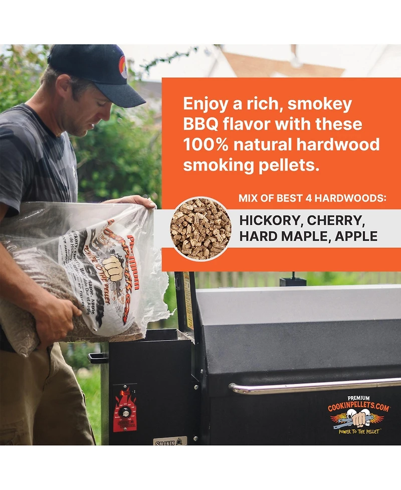 CookinPellets Perfect Mix Hickory, Cherry, Maple, Apple Wood Pellets, 40 Lb Bag
