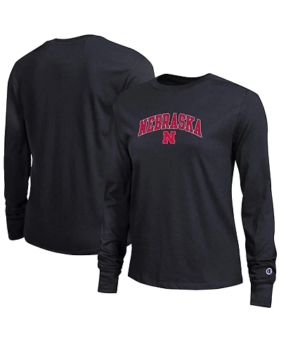 Champion Women's Black Nebraska Huskers Arch Over Logo Long Sleeve T-Shirt