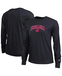 Champion Women's Black Nebraska Huskers Arch Over Logo Long Sleeve T-Shirt