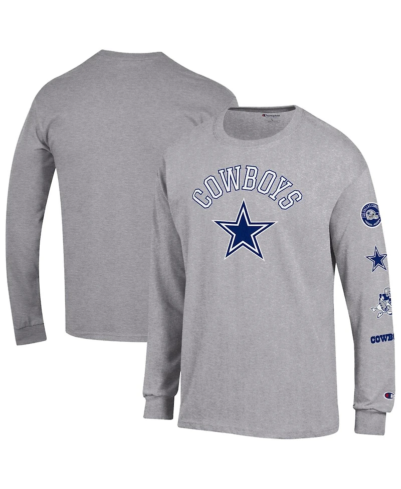 Champion Men's Heather Gray Dallas Cowboys Seal Long Sleeve T-Shirt