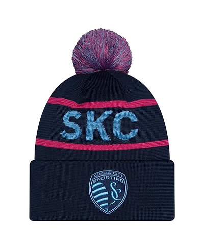 New Era Men's Navy Sporting Kansas City 2026 Jersey Hook Cuffed Pom Knit Hat