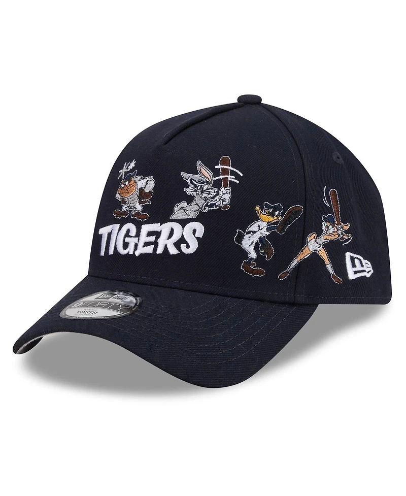 New Era Big Boys and Girls Navy Detroit Tigers Looney Tunes A-Frame 9FORTY Adjustable Hat
