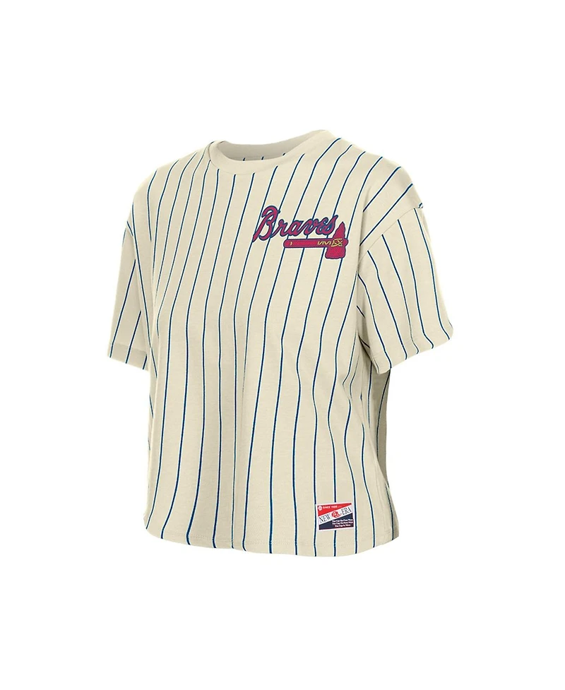New Era Women's Cream Atlanta Braves Throwback Boxy T-Shirt
