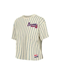 New Era Women's Cream Atlanta Braves Throwback Boxy T-Shirt