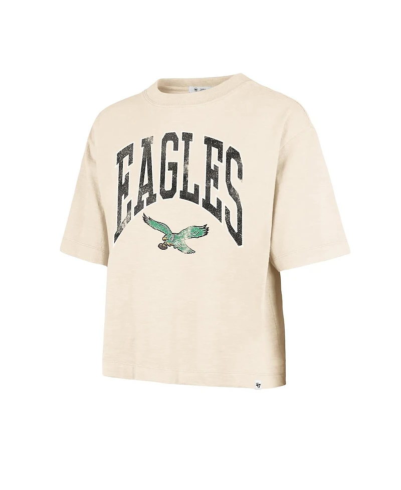 '47 Brand Women's Natural Philadelphia Eagles Cropped Mindi Slub T-Shirt