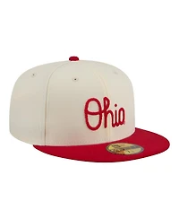 New Era Men's Cream/Scarlet Ohio State Buckeyes Two-Tone Script 59FIFTY Fitted Hat