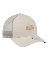 New Era Women's Light Beige Atlanta Braves Tonal Patch 9FORTY M-Crown A-Frame Trucker Adjustable Hat