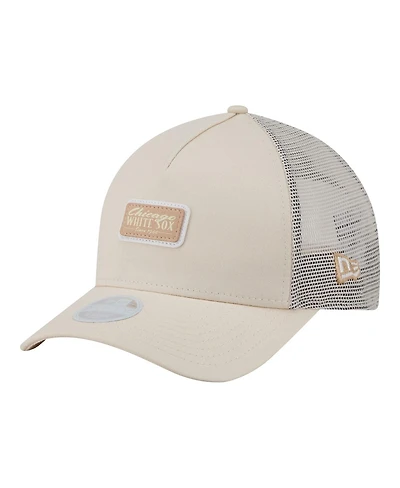 New Era Women's Light Beige Chicago White Sox Tonal Patch 9FORTY M-Crown A-Frame Trucker Adjustable Hat