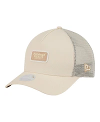 New Era Women's Light Beige Pittsburgh Pirates Tonal Patch 9FORTY M-Crown A-Frame Trucker Adjustable Hat