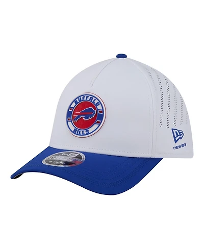 New Era Men's White/Royal Buffalo Bills Patch 39THIRTY A-Frame M-Crown Perforated Flex Hat