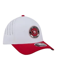 New Era Men's White/Scarlet San Francisco 49ers Patch 39THIRTY A-Frame M-Crown Perforated Flex Hat