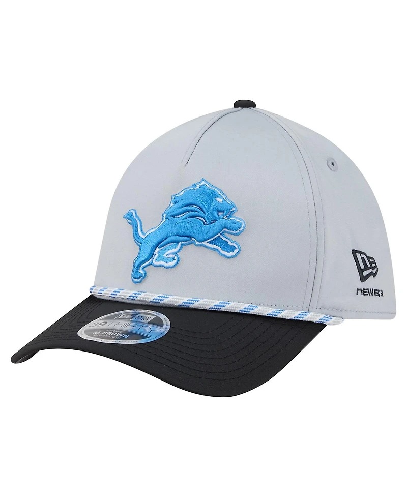 New Era Men's Silver/Black Detroit Lions Rope M-Crown A-Frame 39THIRTY Flex Hat