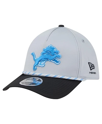 New Era Men's Silver/Black Detroit Lions Rope M-Crown A-Frame 39THIRTY Flex Hat