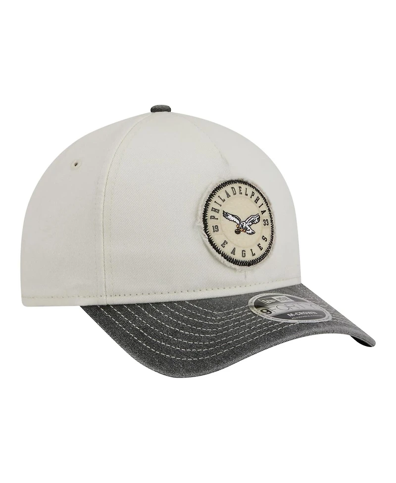 New Era Men's White/Black Philadelphia Eagles 9FORTY Felt A-Frame Adjustable Hat