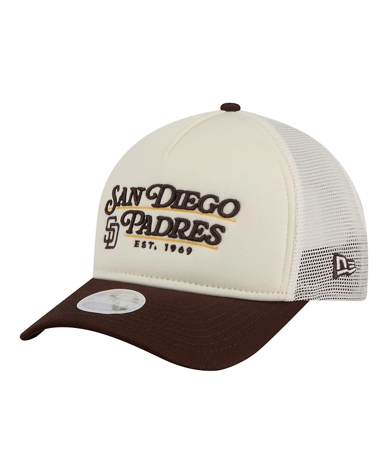 New Era Women's Light Beige/Brown San Diego Padres Retro 9FORTY M-Crown A-Frame Trucker Adjustable Hat