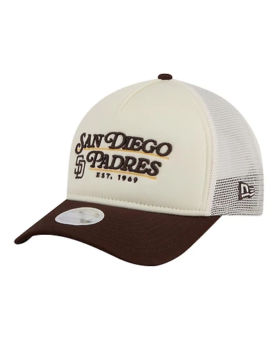 New Era Women's Light Beige/Brown San Diego Padres Retro 9FORTY M-Crown A-Frame Trucker Adjustable Hat