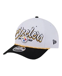 New Era Men's White Pittsburgh Steelers Team Loyal A-Frame 9FORTY Adjustable Hat