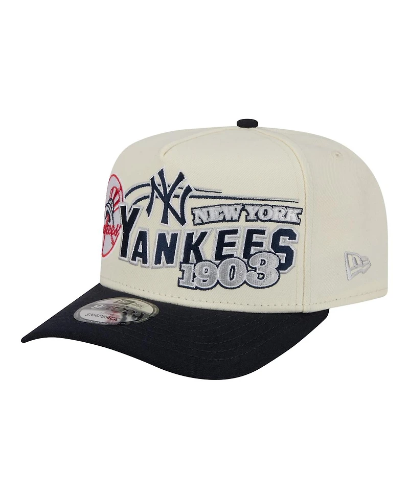 New Era Men's Cream/Navy New York Yankees Classic A-Frame 9FIFTY Snapback Hat
