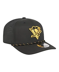 New Era Men's Black Pittsburgh Penguins Sport Vented 9SEVENTY Rope Adjustable Hat