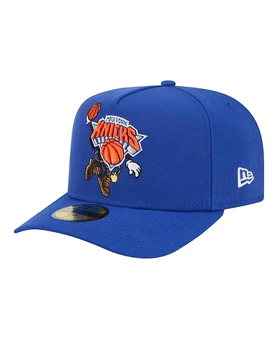 New Era Men's Blue York Knicks Injection Cartoon Logo A-Frame 59FIFTY Fitted Hat