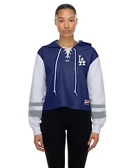 New Era Women's Royal Los Angeles Dodgers Boxy Lace-Up Hoodie