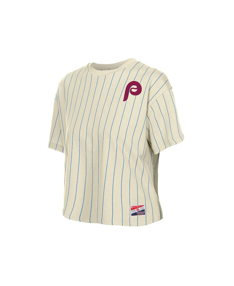New Era Women's Cream Philadelphia Phillies Throwback Boxy T-Shirt