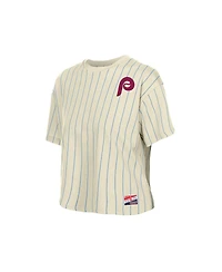 New Era Women's Cream Philadelphia Phillies Throwback Boxy T-Shirt
