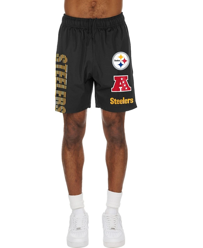 New Era Men's Black Pittsburgh Steelers Match Shorts