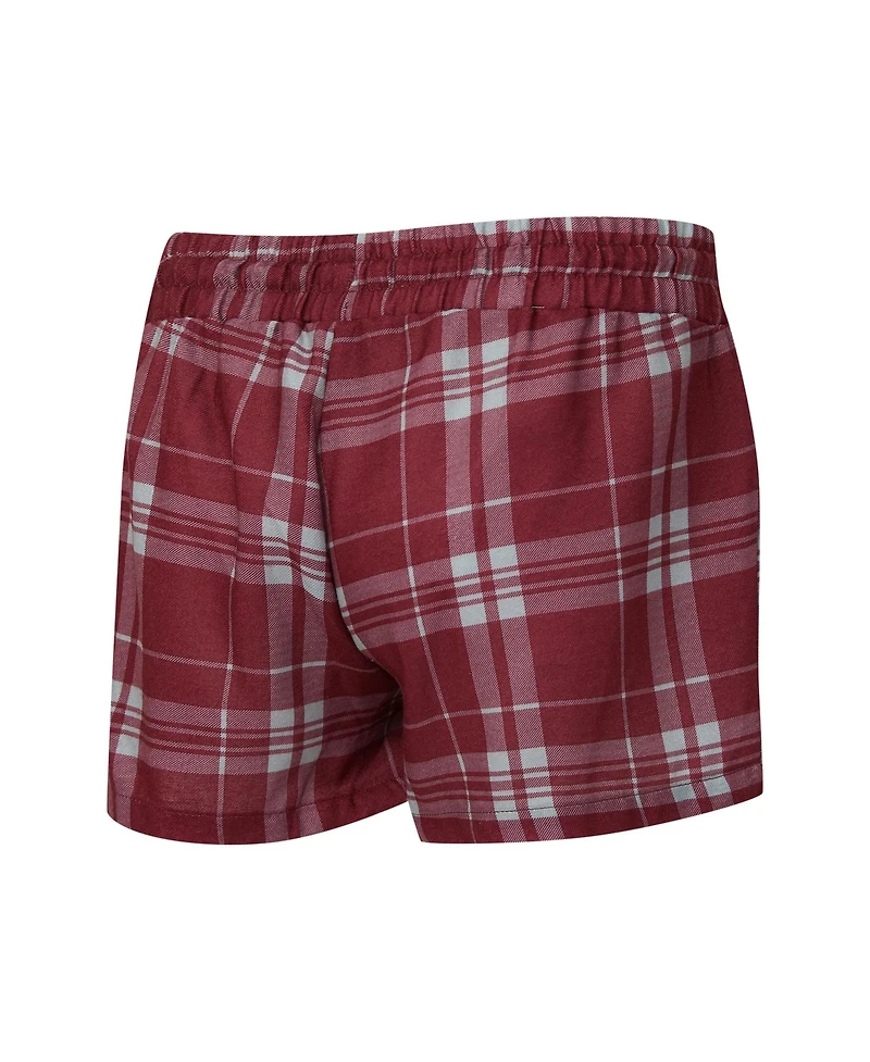Concepts Sport Women's Heather Gray/Burgundy Washington Commanders Regulate Plaid Long-Sleeve T-Shirt and Shorts Sleep Set
