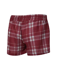 Concepts Sport Women's Heather Gray/Burgundy Washington Commanders Regulate Plaid Long-Sleeve T-Shirt and Shorts Sleep Set