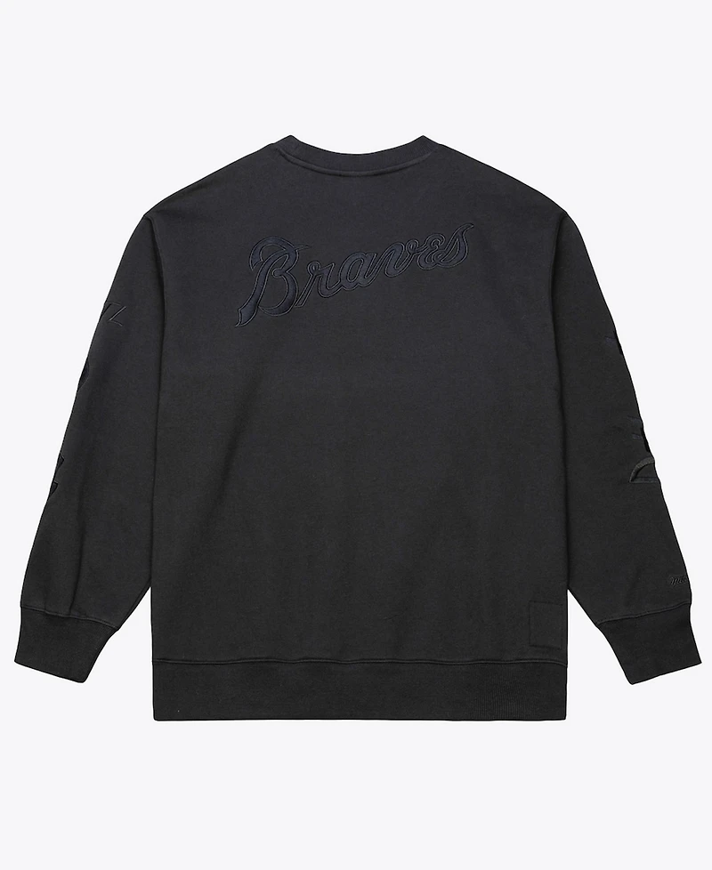 Mitchell & Ness Men's Black Atlanta Braves Phantom Fleece Crewneck Sweatshirt