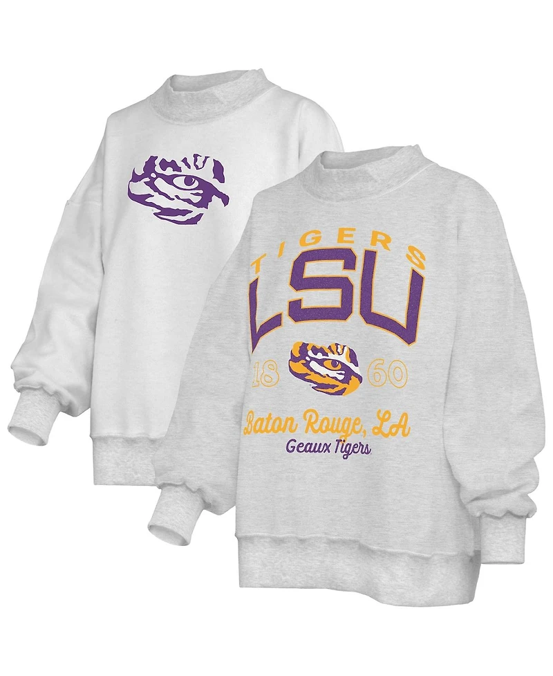 Pressbox Women's Heather Gray Lsu Tigers Reversible Sweatshirt