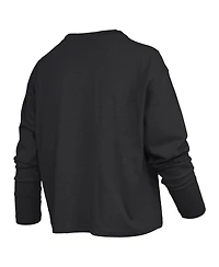 Pressbox Women's Black Wisconsin Badgers Motley Boxy Waist-Length Long Sleeve T-Shirt