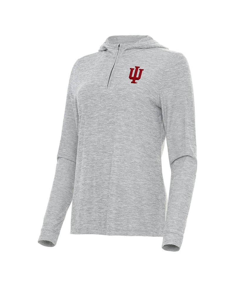 Antigua Women's Heather Gray Indiana Hoosiers Daybreak Quarter-Zip Hoodie