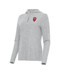 Antigua Women's Heather Gray Indiana Hoosiers Daybreak Quarter-Zip Hoodie