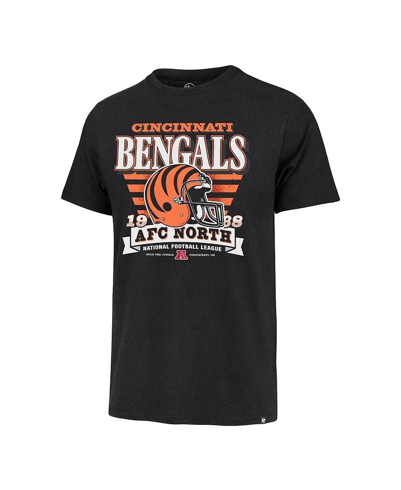 '47 Brand Men's Black Cincinnati Bengals Stripe Splash Franklin Throwback T-Shirt