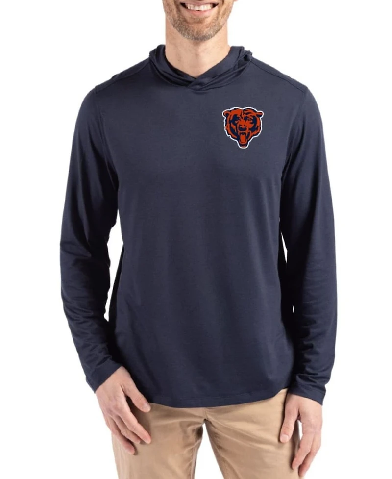 Cutter & Buck Men's Navy Chicago Bears Coastline Epic Comfort Eco Long Sleeve Hoodie T-Shirt