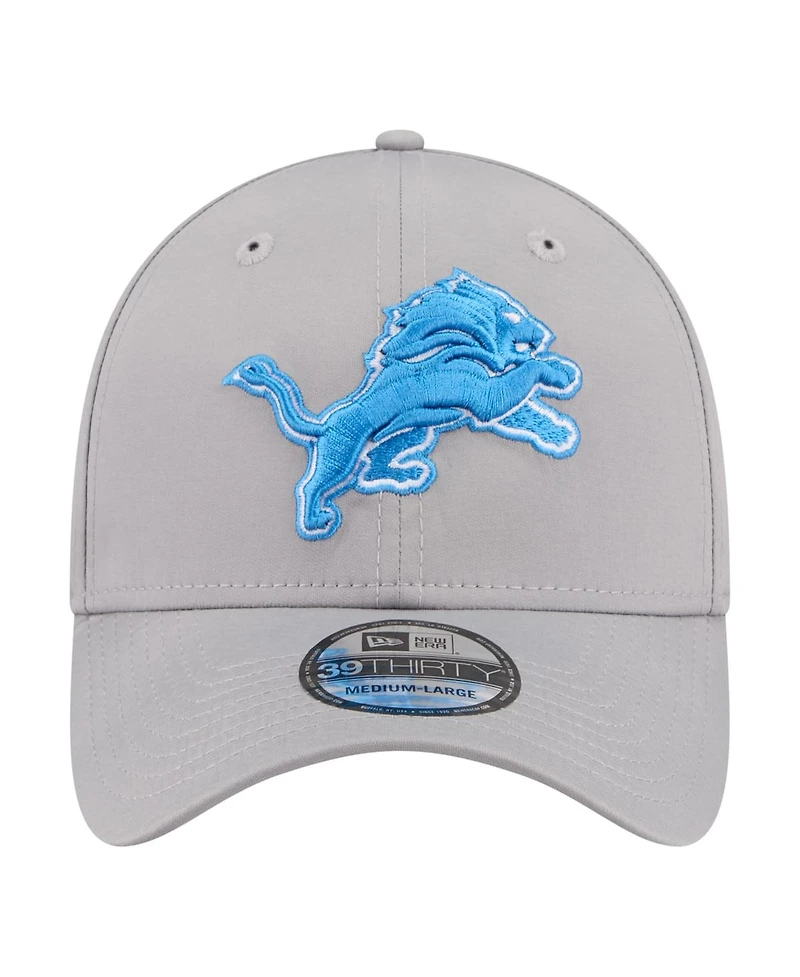 New Era Men's Gray Detroit Lions Perforated 39THIRTY Flex Hat
