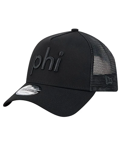 New Era Men's Black Philadelphia Eagles Domain 9FORTY A-Frame Trucker Adjustable Hat